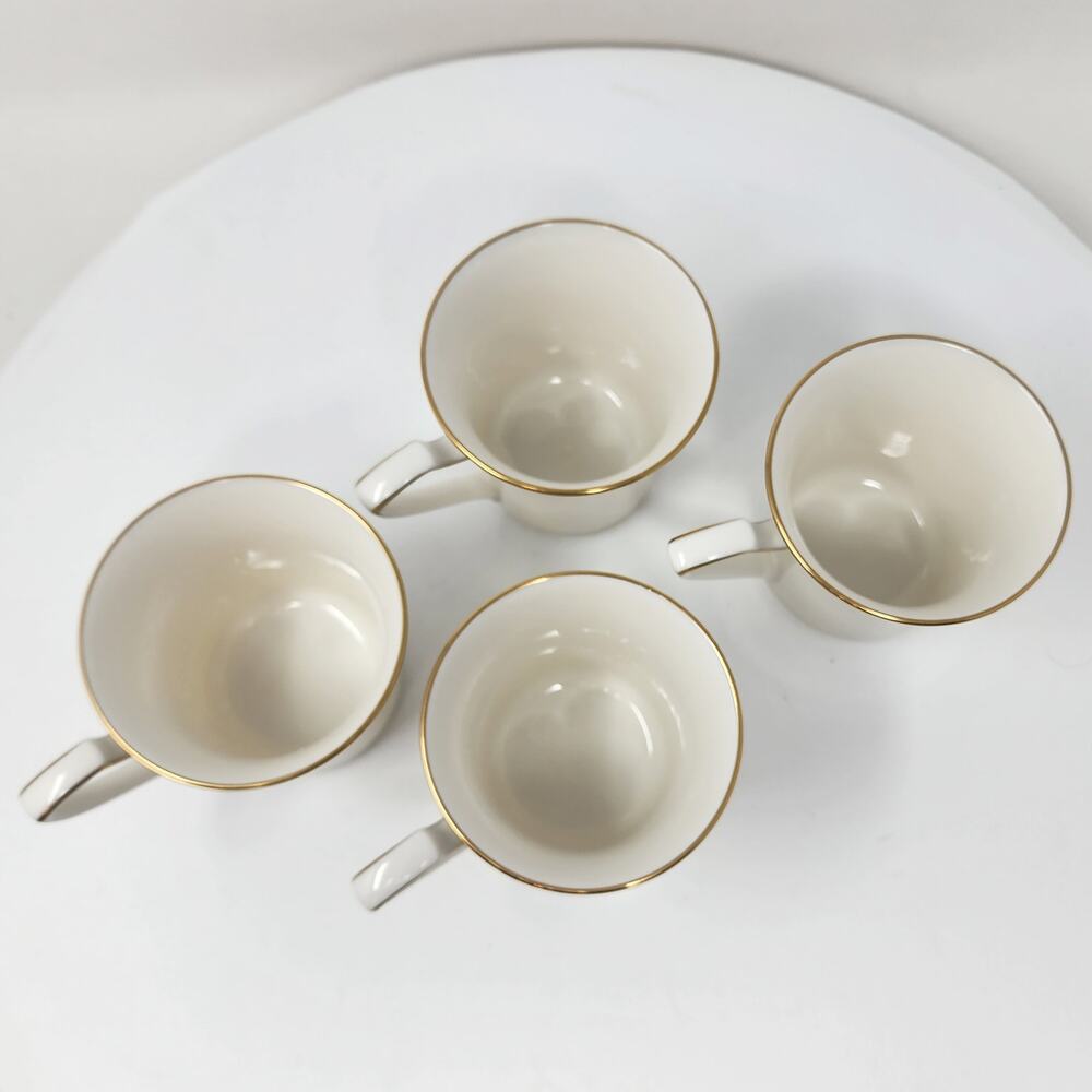 4 Noritake Golden Cove Mugs Fine China 7719 Made in Japan Cream Grey Gold Rim - Picture 3 of 8